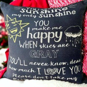 Only Case, You Are My Sunshine Pillow Cover, Black Pillow Cover, Sunflower Gifts